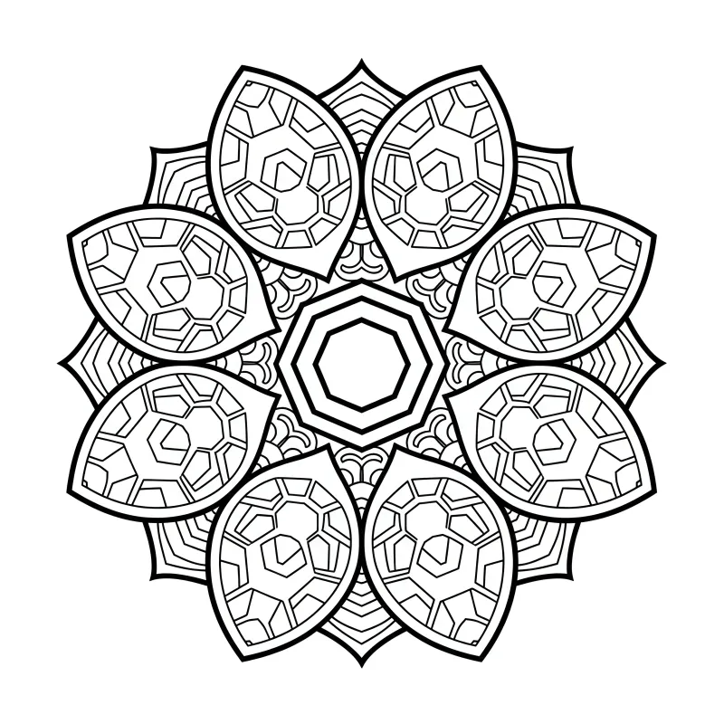 Geometric Turtle Shell Mandala Coloring Page