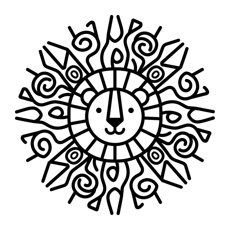 Roar with Creativity: Abstract Lion's Mane Mandala Coloring Page | ZenColoringNook