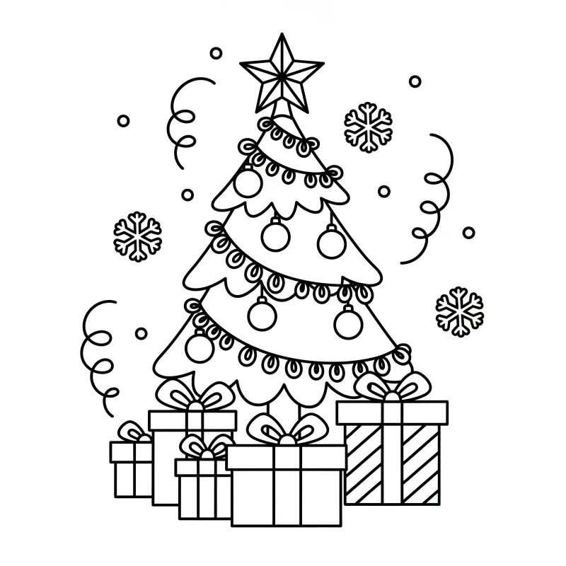 Color Your Christmas Joy: Free Tree with Presents Coloring Page