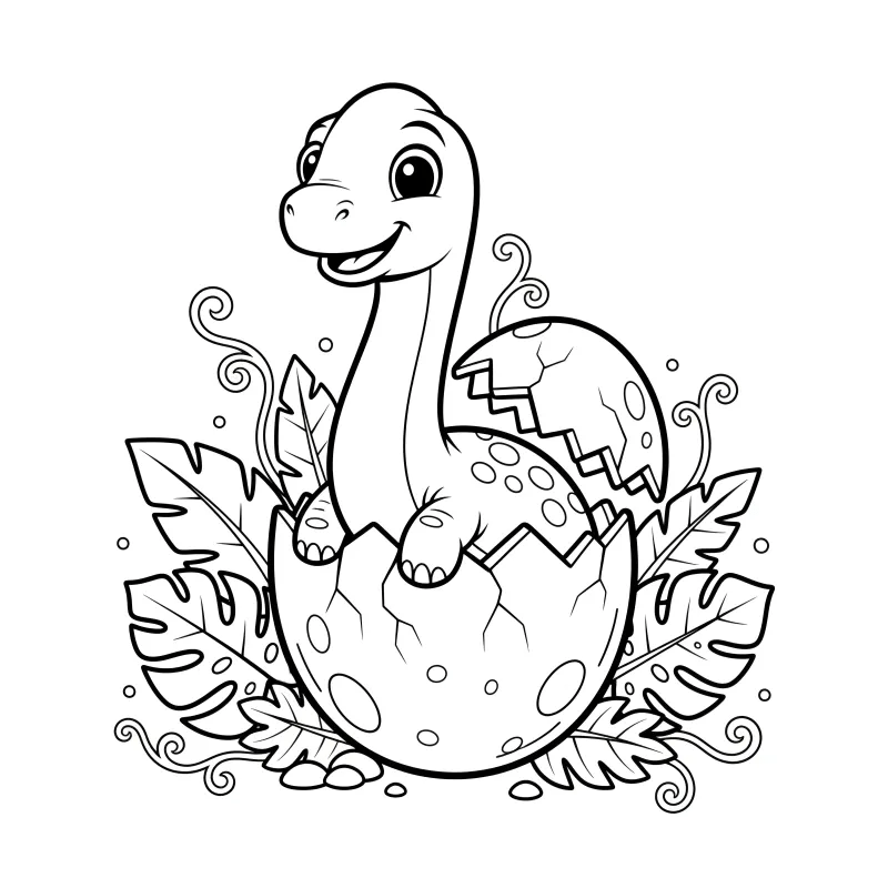 Adorable Baby Dinosaur Hatching Coloring Page - Free & Easy!
