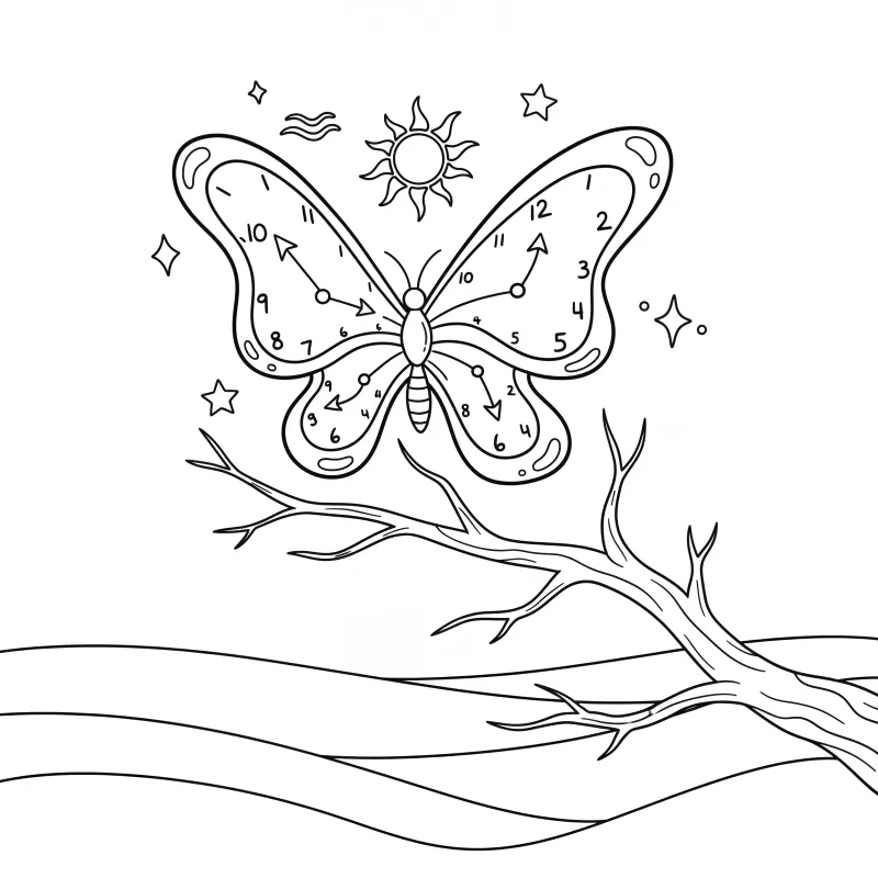 Free Surreal Melting Butterfly Coloring Page | Dreamlike Art Challenge