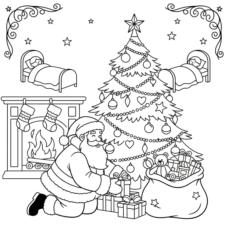 'Twas the Night Before Christmas' Hard Coloring Page | ZenColoringNook