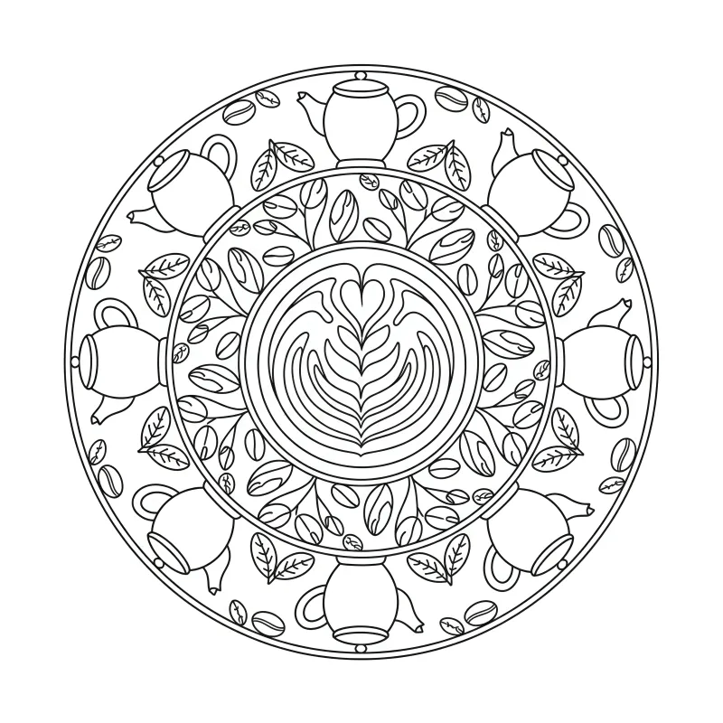 Free Coffee & Tea Mandala Coloring Page | Cozy Art for Brew Lovers