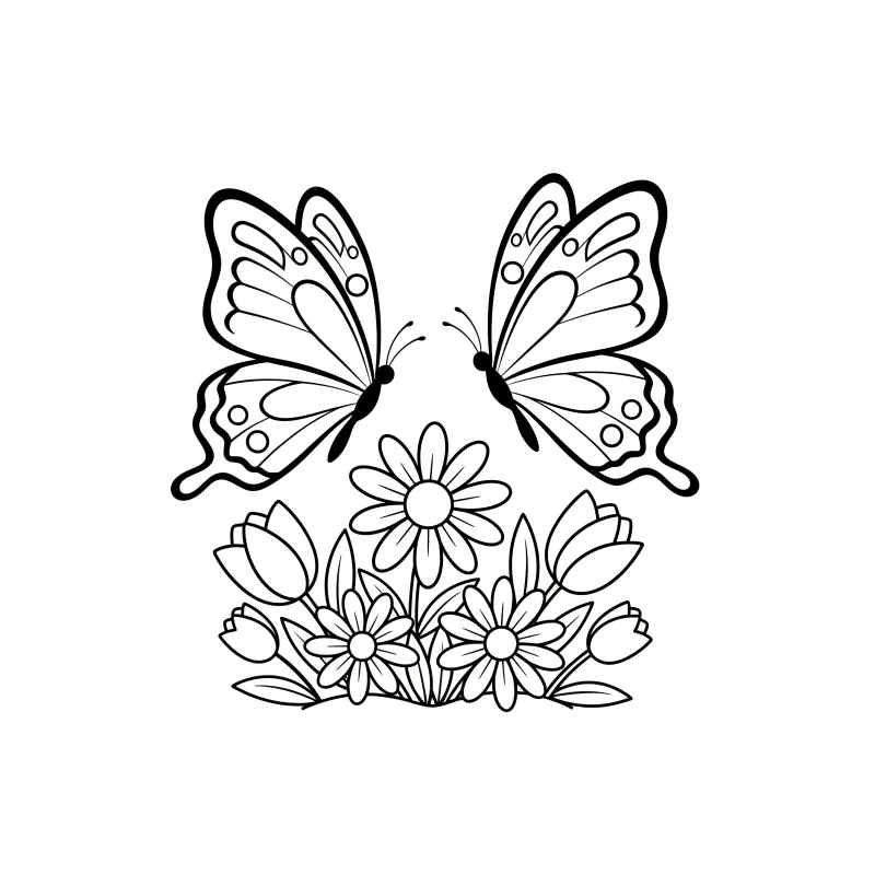 Free & Easy Two Butterflies Coloring Page for a Relaxing Break | ZenColoringNook