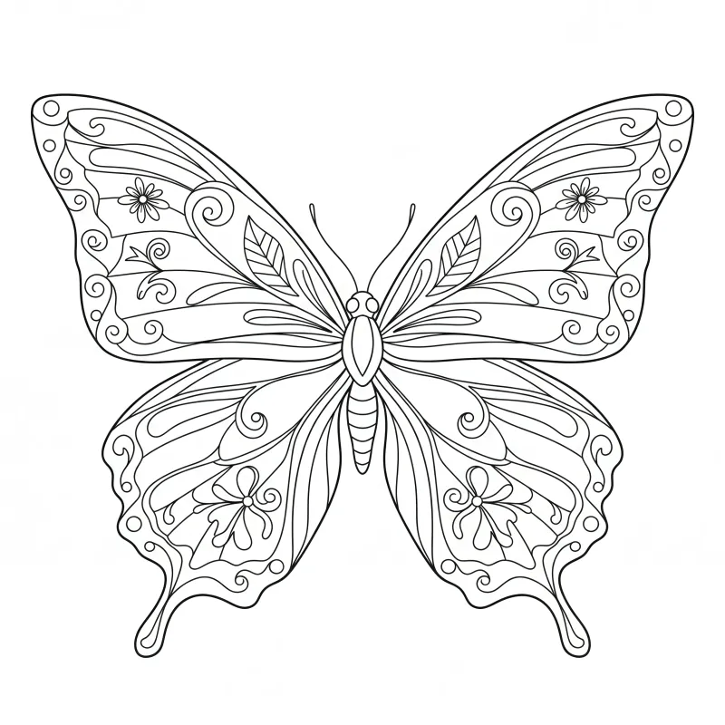 Free Symmetrical Butterfly Coloring Page | Easy Nature Art