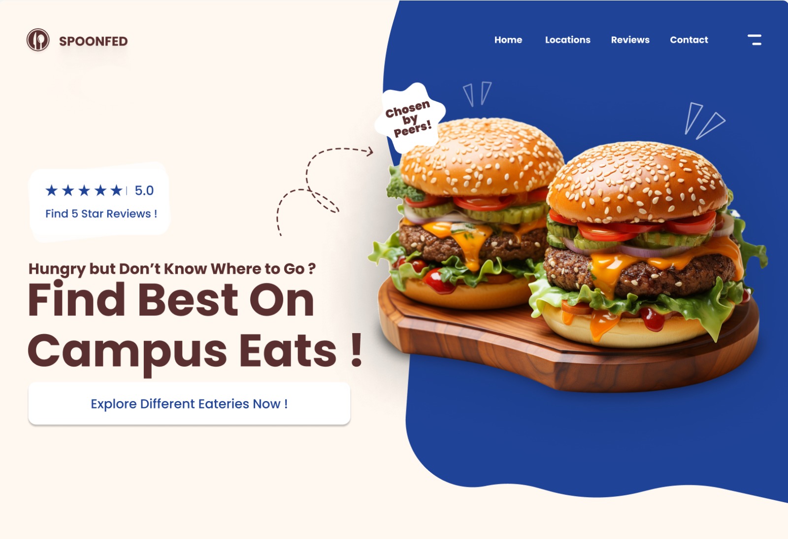 Screenshot of Spoonfed navigation