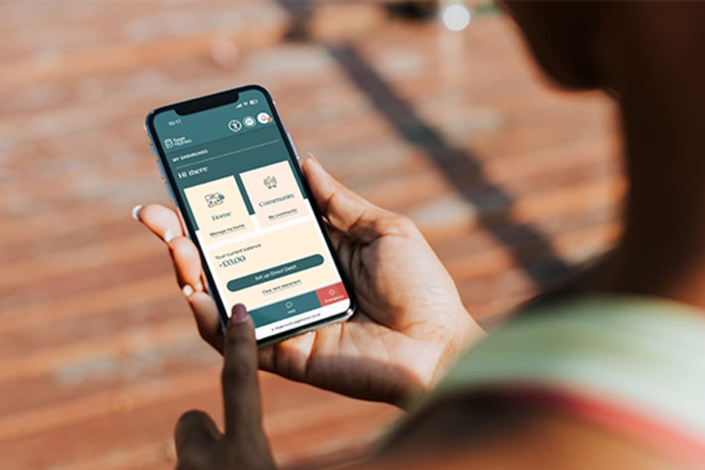 Lady looking at mobile phone