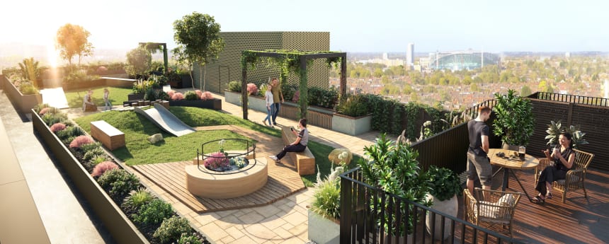 The roof terrace in Tottenham Hale