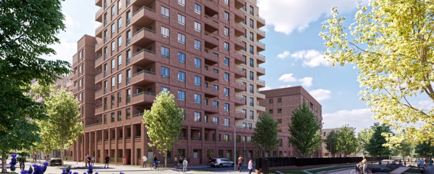 CGI of newly built block of flats