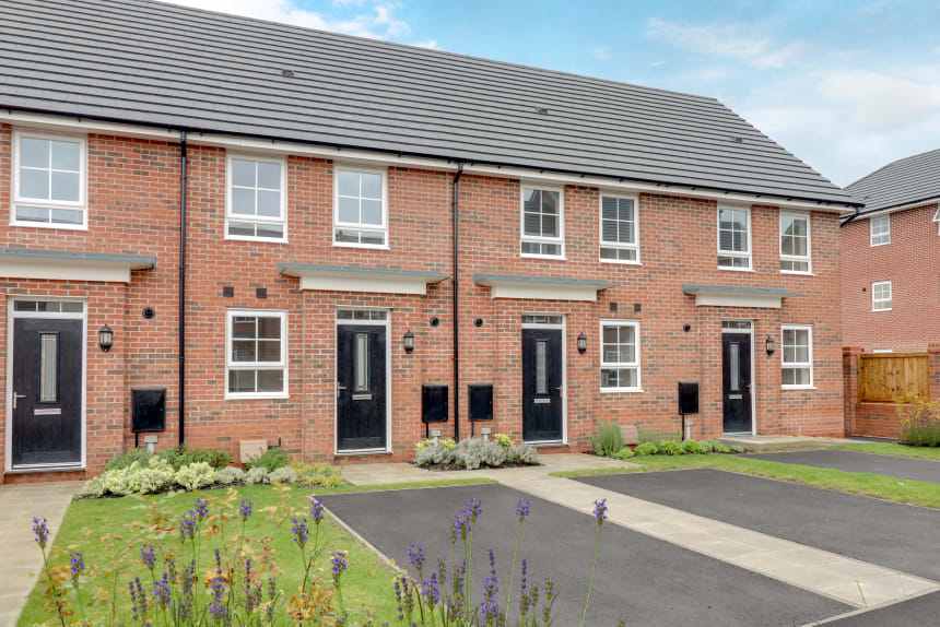 Cgi of the front of terraced houses
