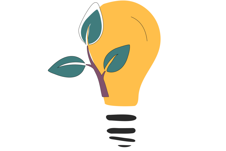 Illustration of a lightbulb with grass on it