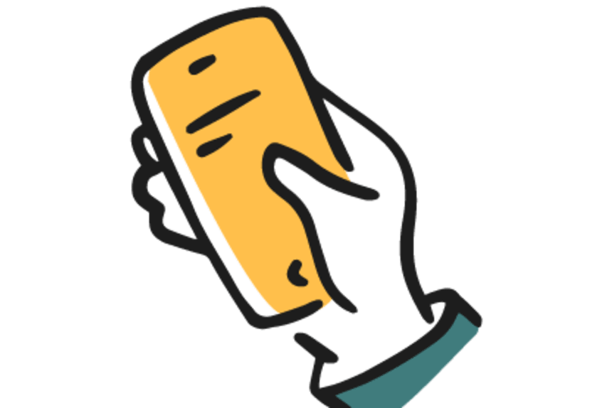 Drawing of hand holding mobile phone