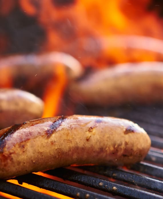 sausages on a grill