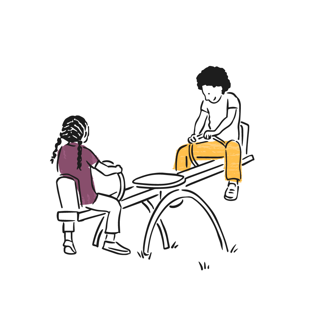 Illustration of a boy and girl on a seesaw