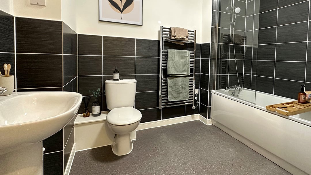 Brand new, clean bathroom in a new Sage home