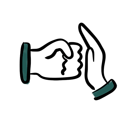 Drawing of a fist and hand