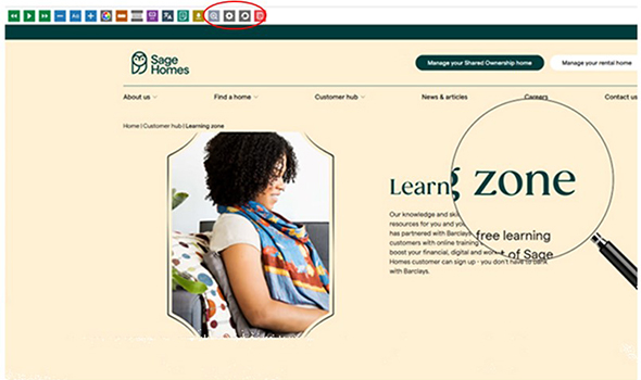 Scrreengrab of Learning zone