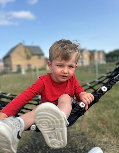 boy on trampoline
