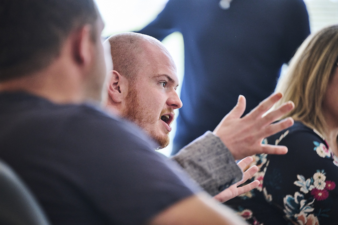 A Sage customer explains his point of view at the Customer Voice event