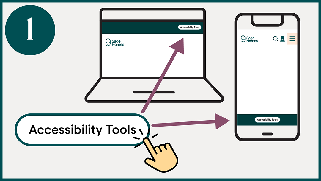 Step 1. Click 'Accessibility Tools'. You'll find this button at the bottom of the page in mobile view, and the top of the page on desktop view.