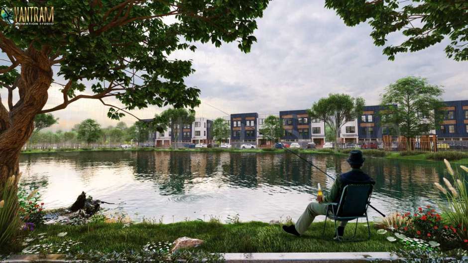 Serene Waterside Haven: Revealing Buenos Aires’ Premier 3D Architectural Rendering Company’s Lakeside Condominium Vision