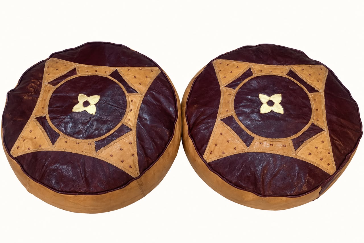 Leather Pouf pillows