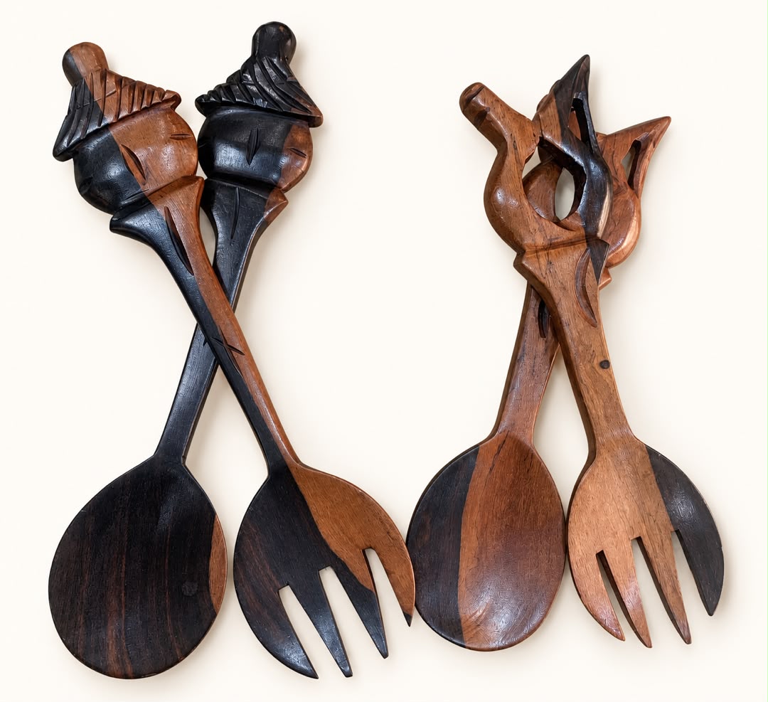 Wooden spoon and fork set