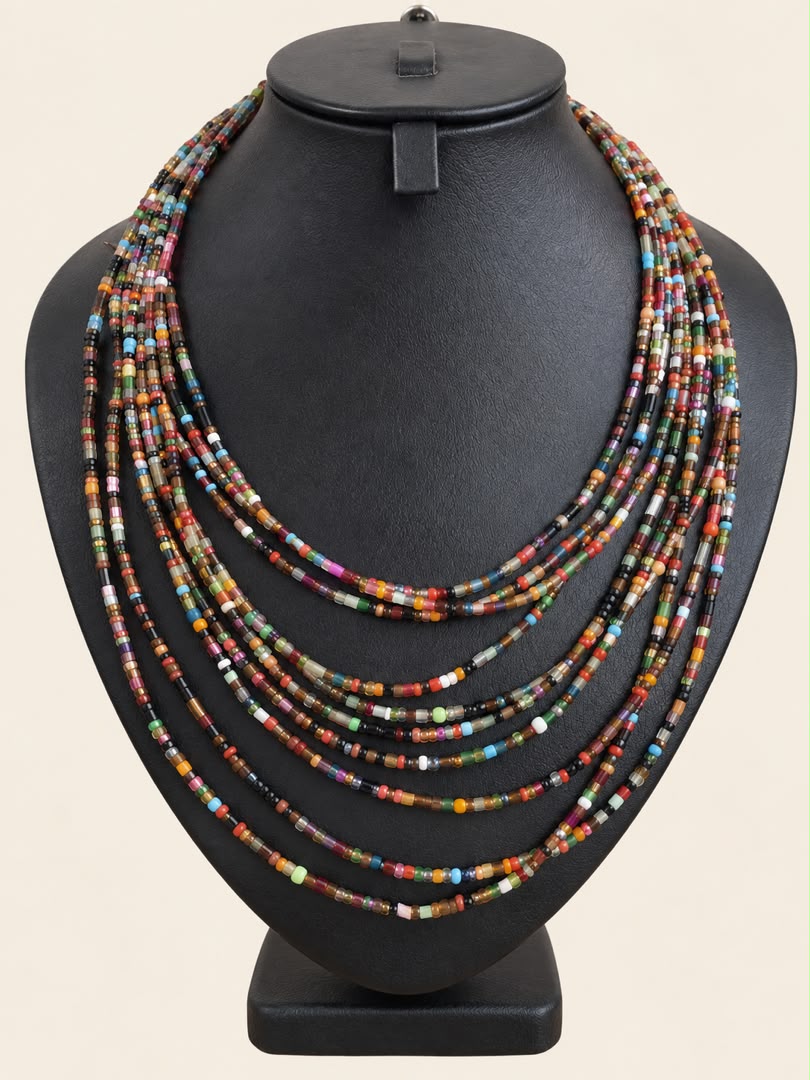 Verdant Mosaic Beaded Necklace