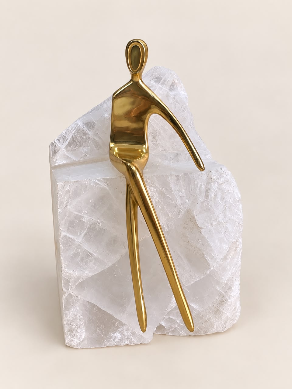 Golden man on white steel