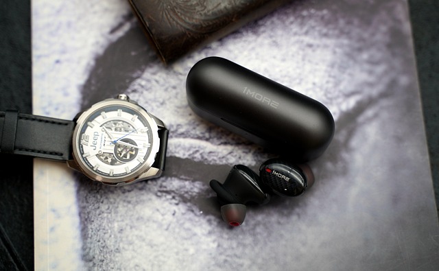 무선 이어폰과 충전 케이스 이미지