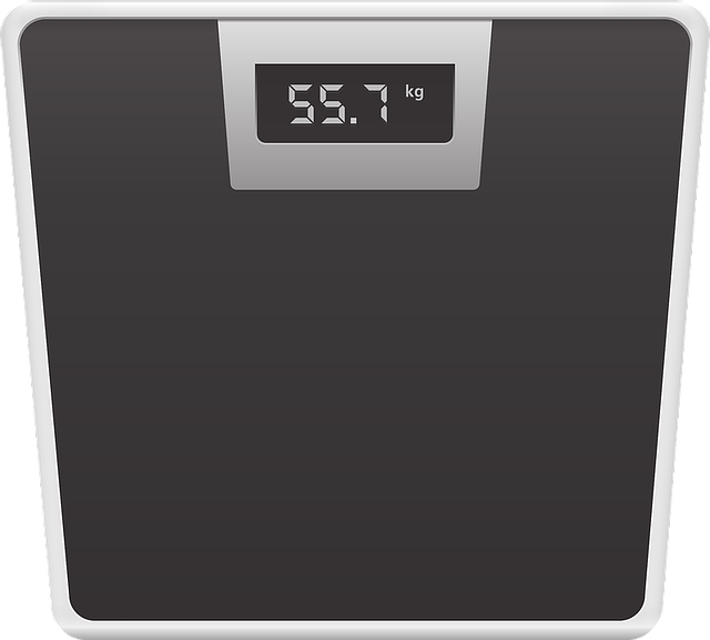 스마트 체중계로 건강을 관리하는 모습