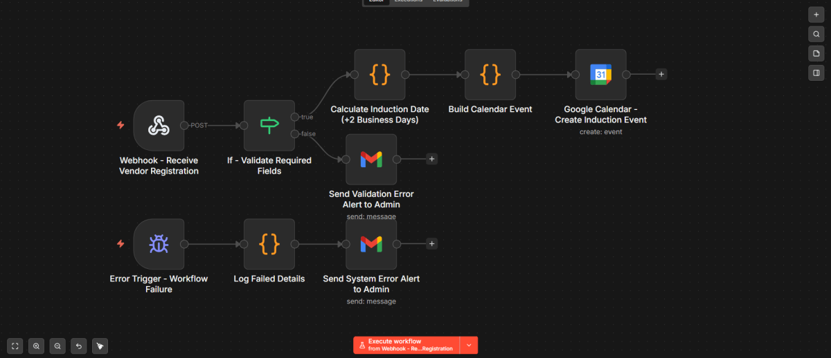 Vendor Safety Induction Scheduler workflow
