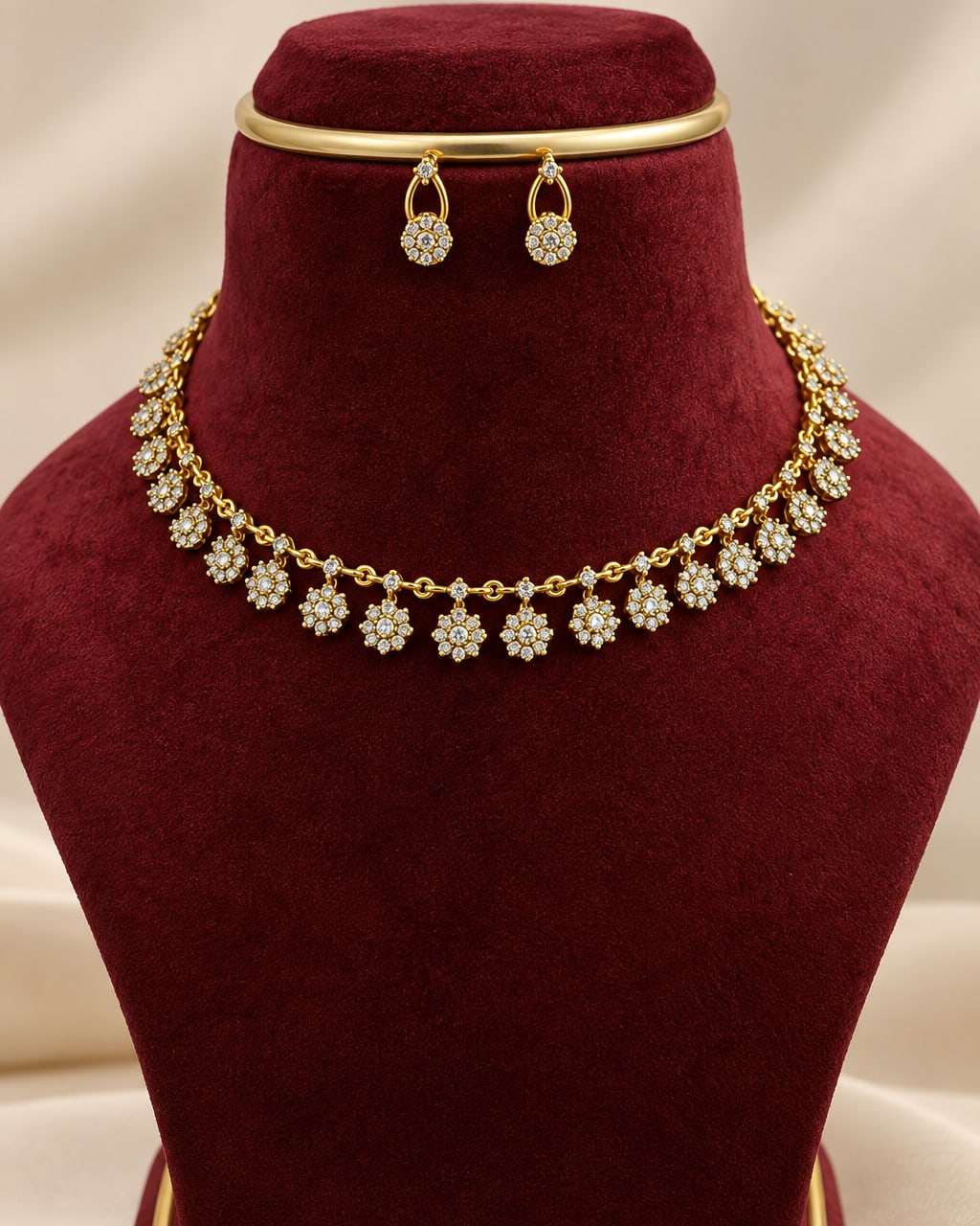 Gold plated zircon diamond necklace - photo 1
