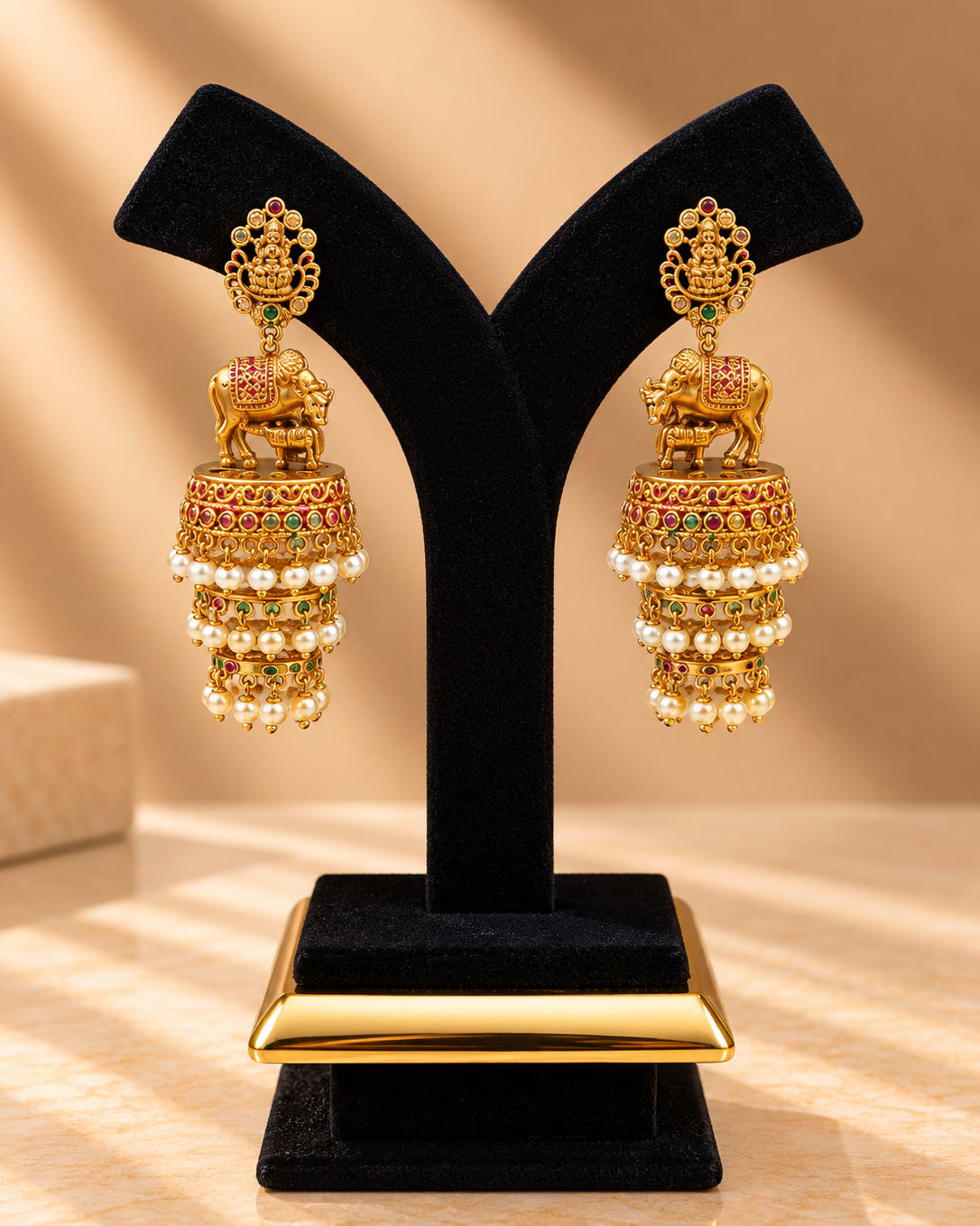 Elegant traditional gold jhumka earrings