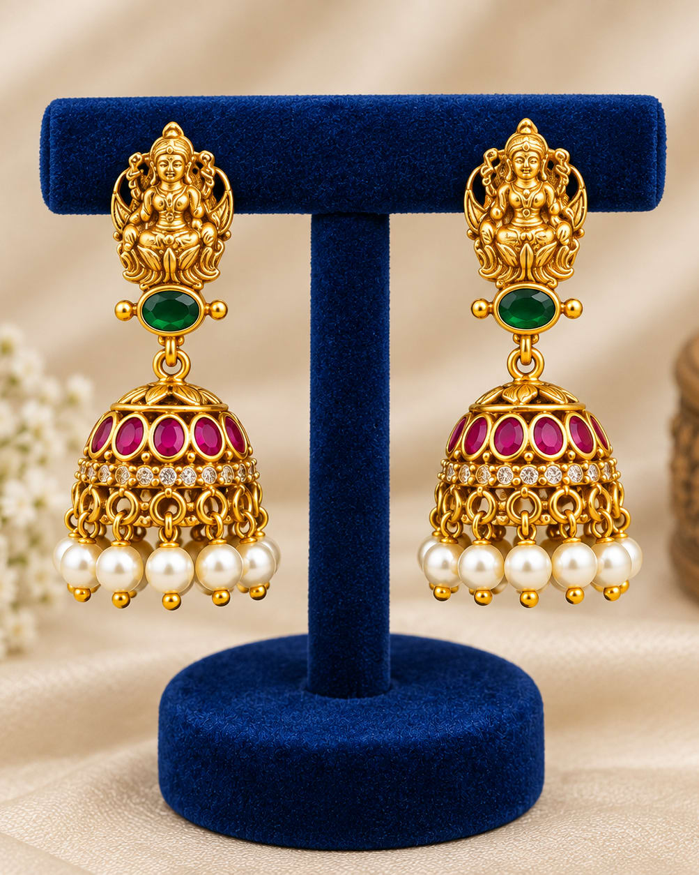 lakshmi devi gold finish necklace - photo 3