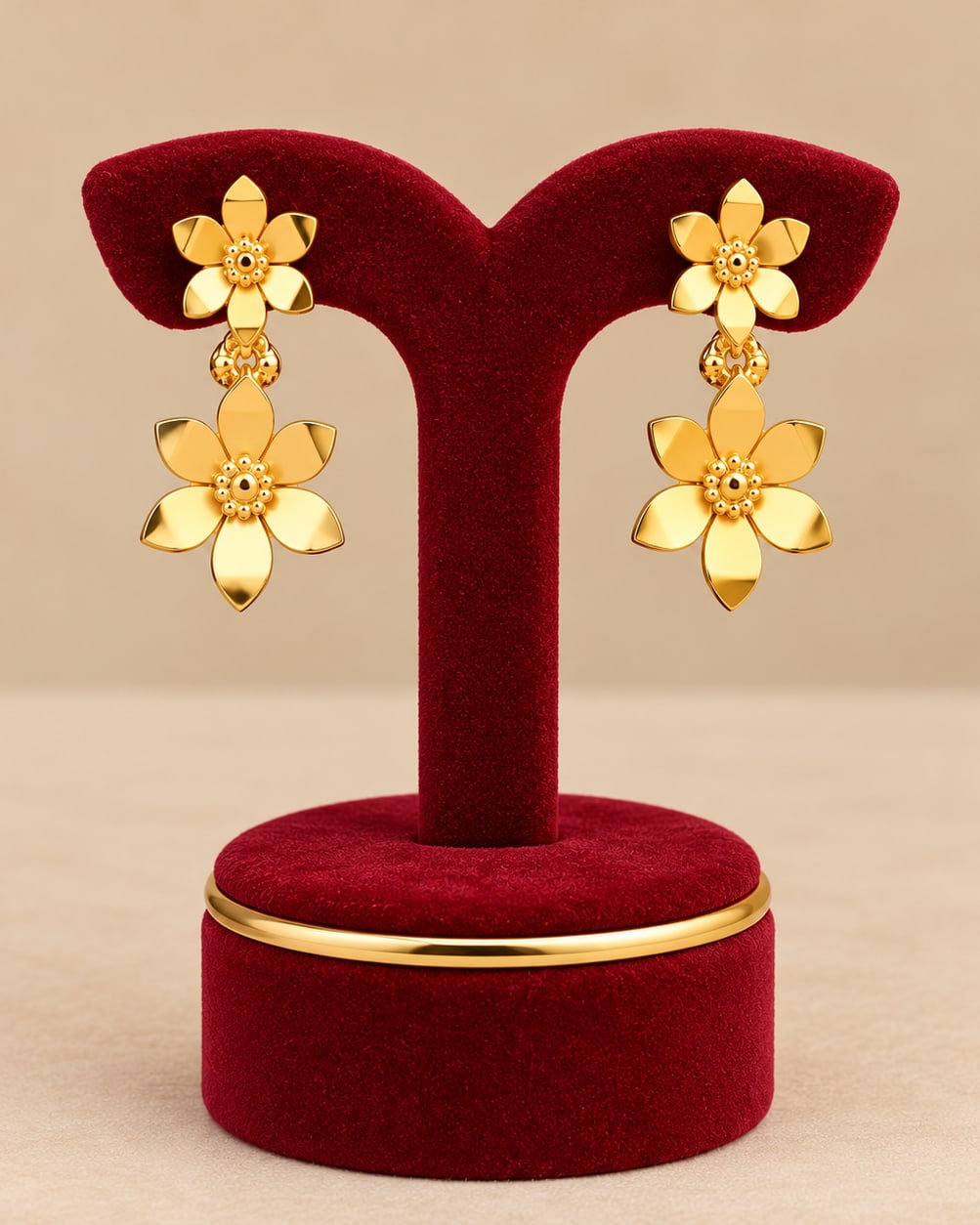 Gold Finish Floral Necklace Set with Matching Earrings - photo 2