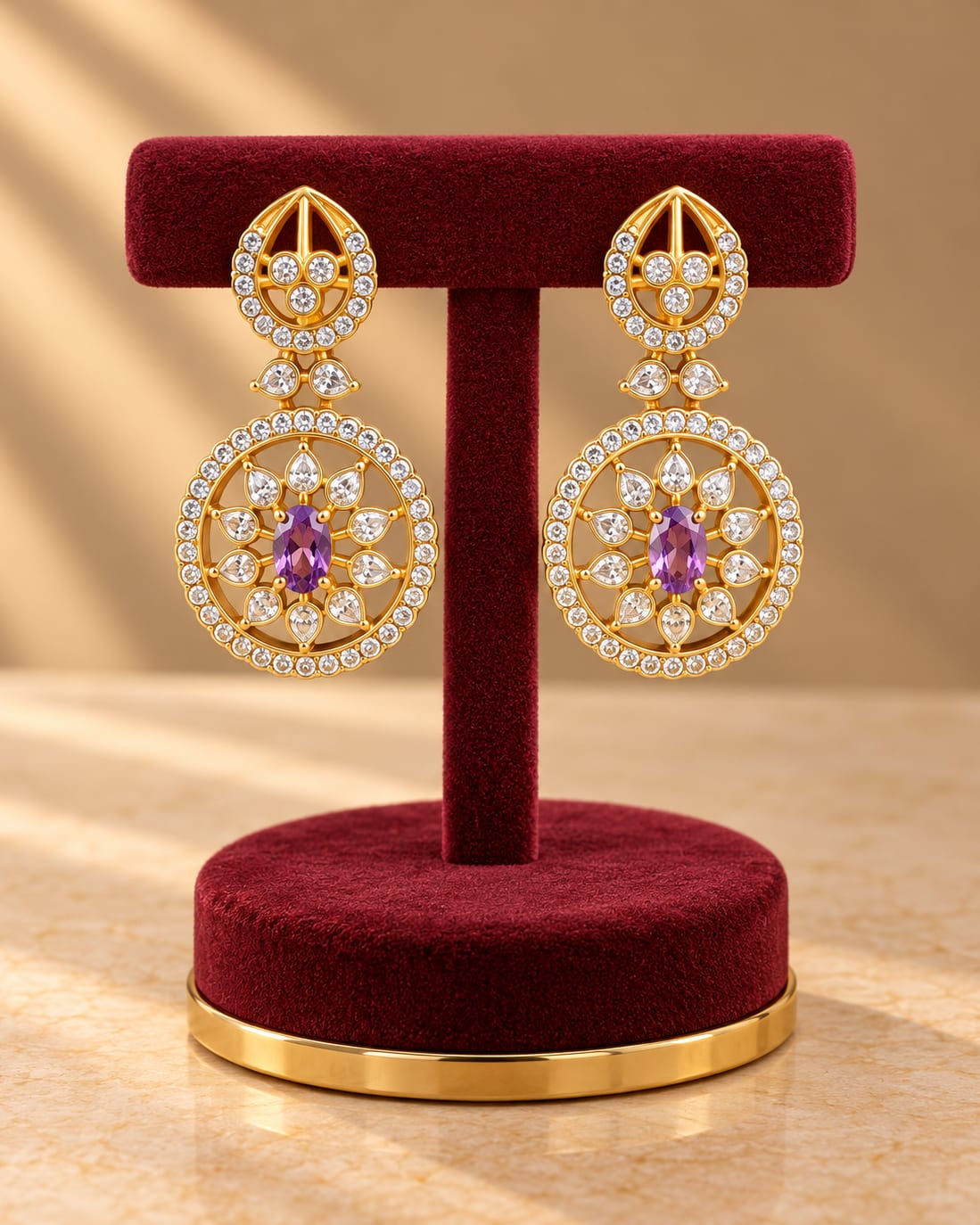 Elegant Gold-Tone Necklace Set with Purple Stones(GJ polish) - photo 2