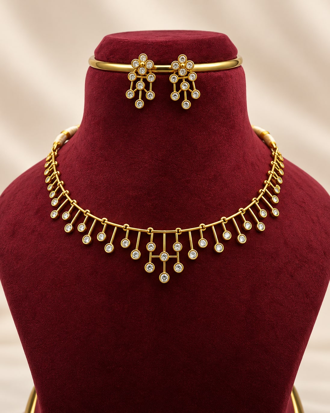 Gold plated zircon diamond necklace - photo 1