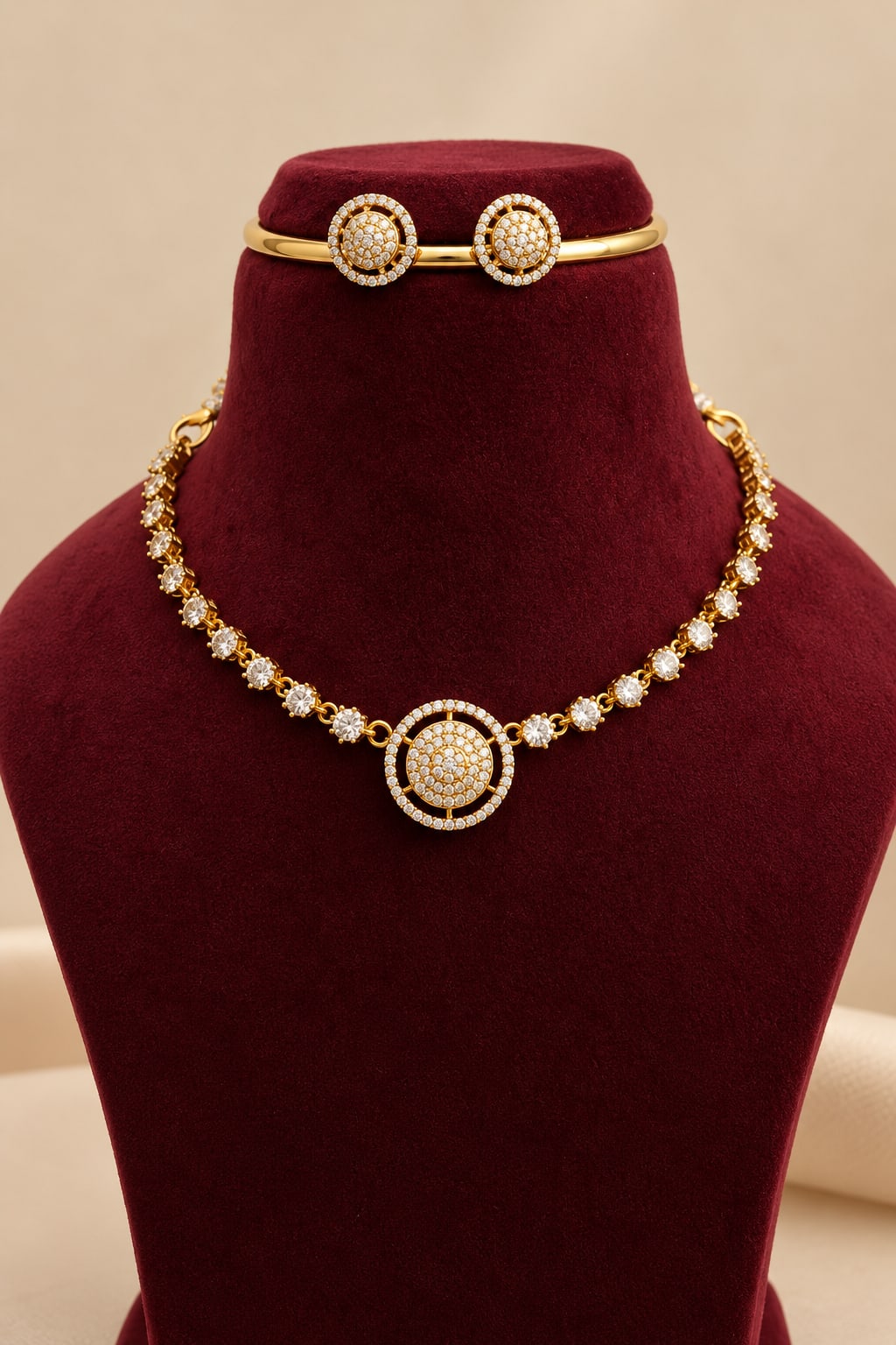Gold plated zircon diamond round cut crystal design - photo 1