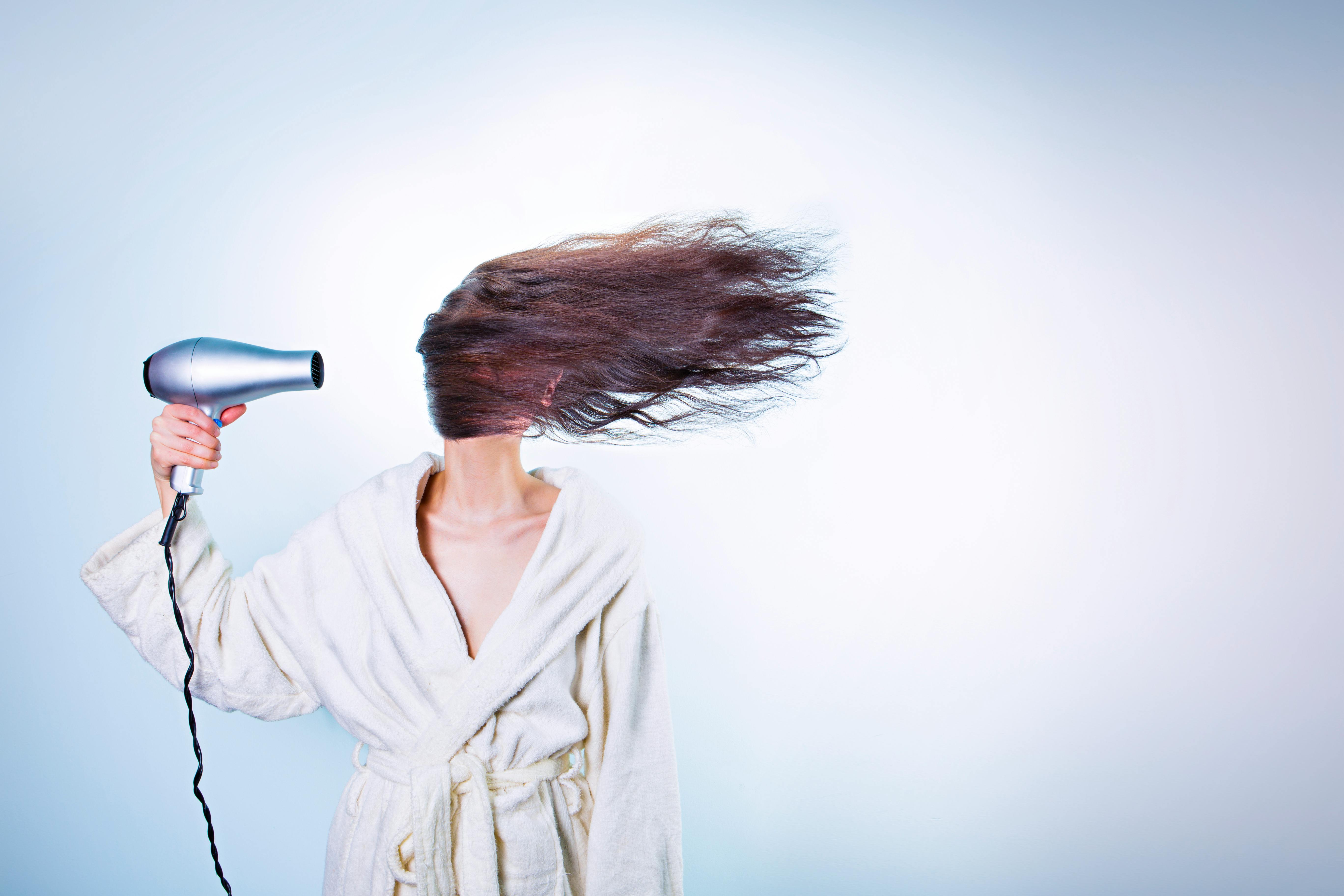 Woman with frizzy hair after shower