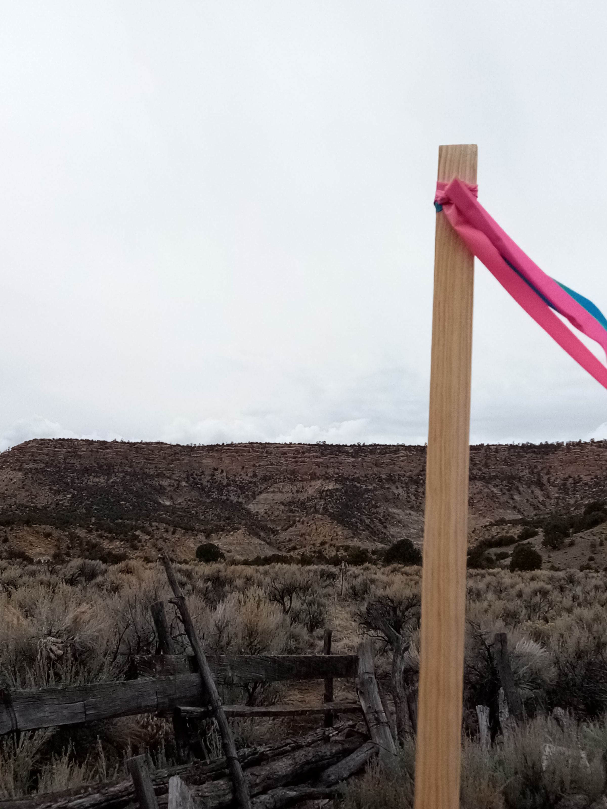 Southern boundary marker with corral and mesa