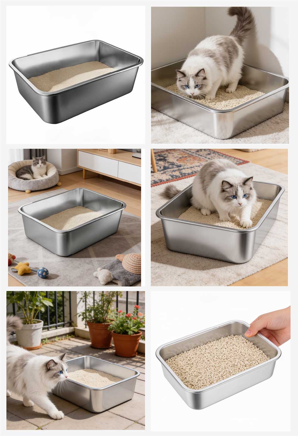 Stainless Steel Cat Litter Box - before