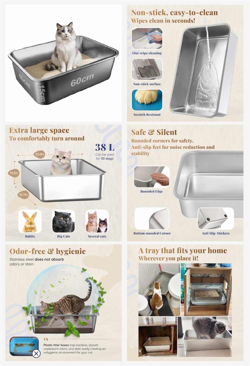 Stainless Steel Cat Litter Box - after