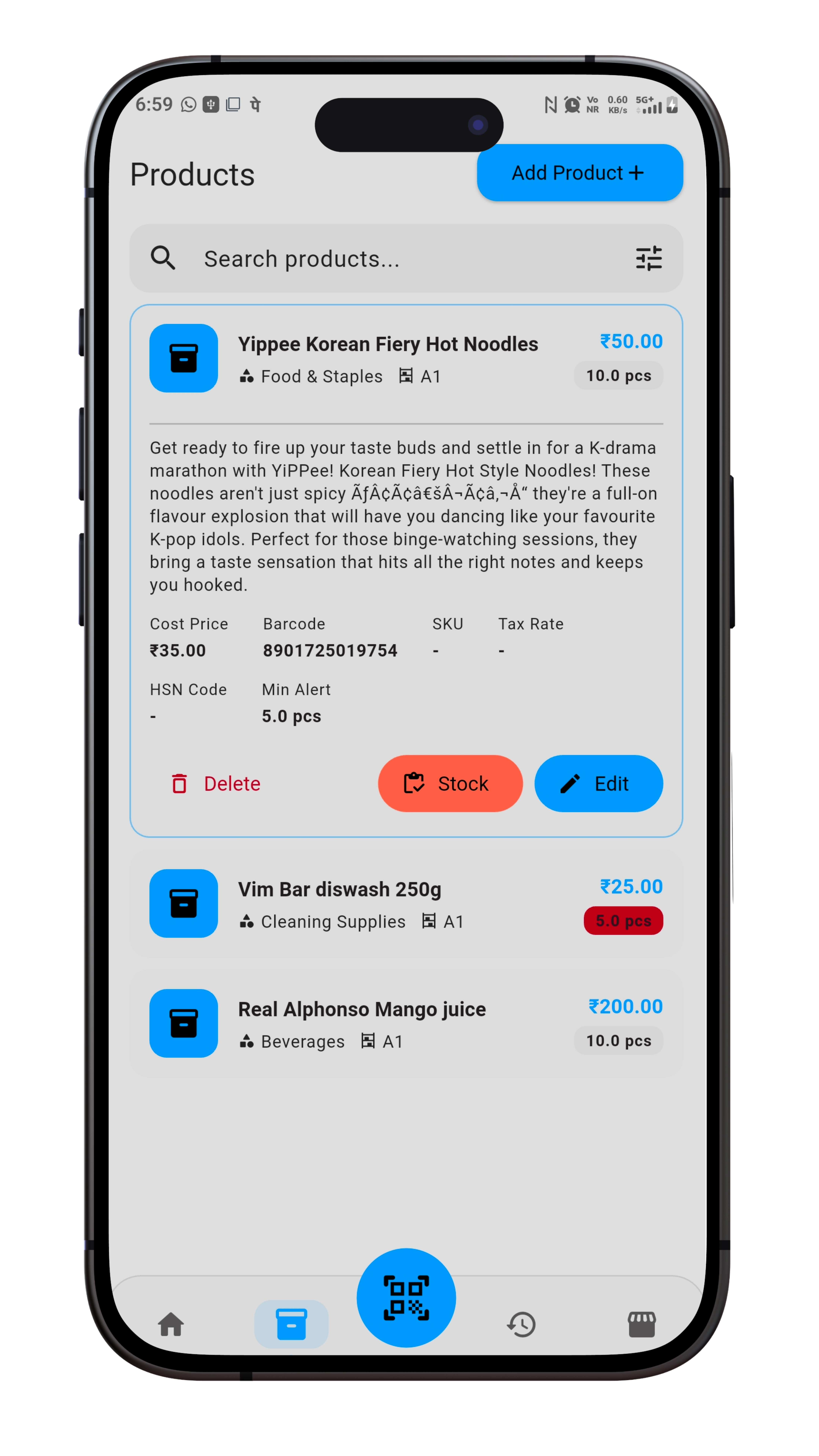 Products page