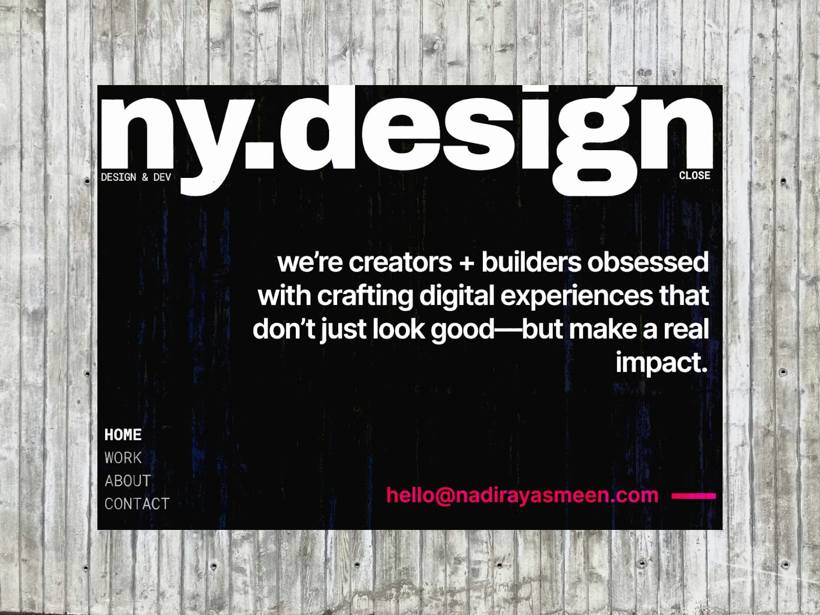 Design mockup for a menu for thissite