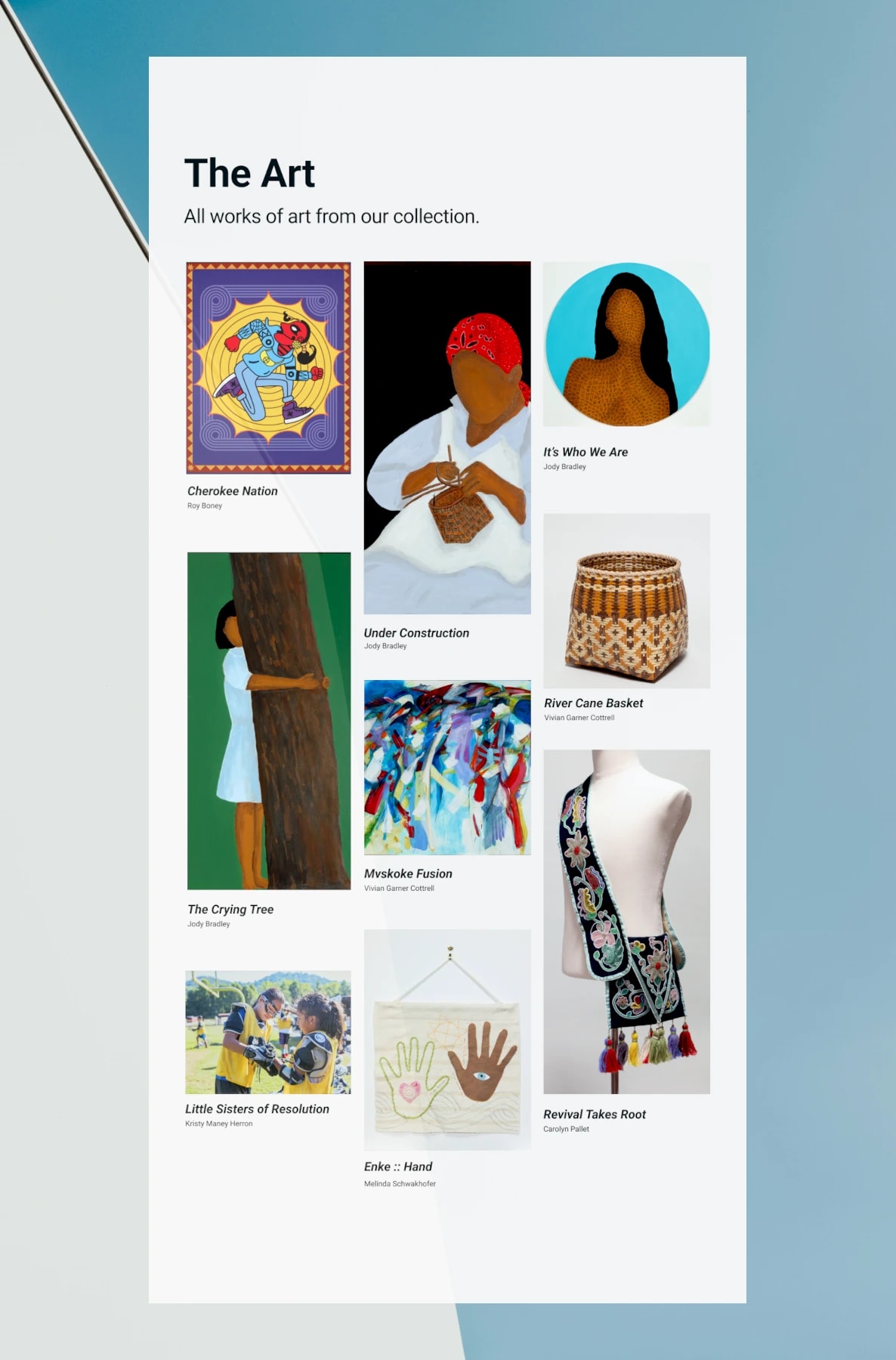 Design mockup for this Land Calls Us Home Full Collection page