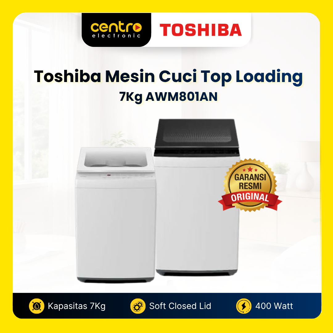 MESIN CUCI TOP LOADING TOSHIBA AWM801AN(WK/WW) 7 KG