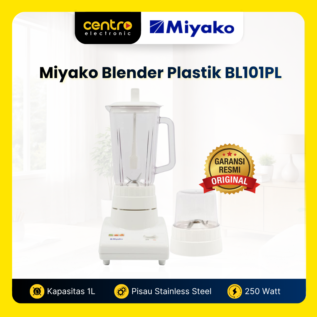 MIYAKO BLENDER PLASTIK BL101PL 2IN1 1L 250W WHITE