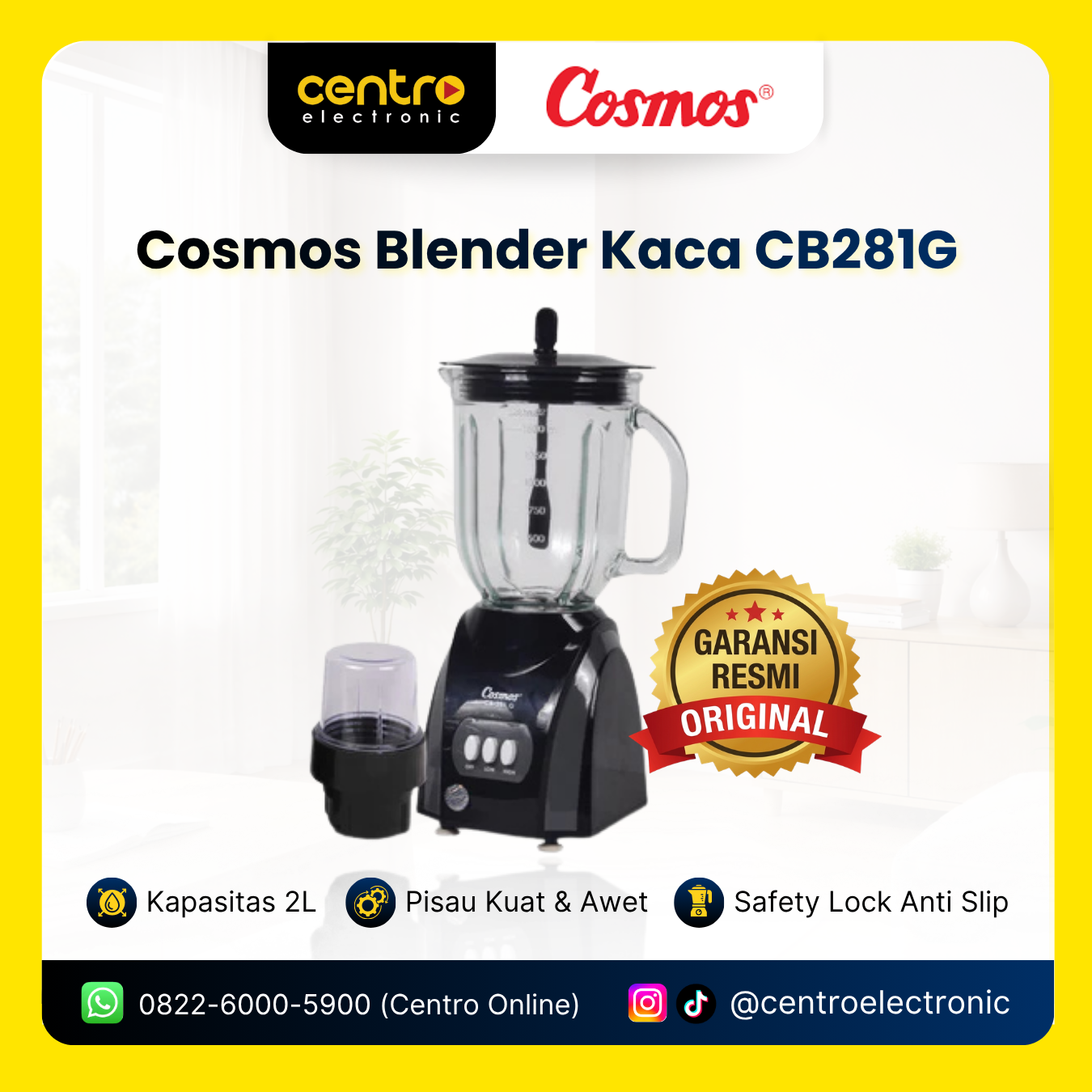 COSMOS BLENDER KACA CB281G 2L 380W