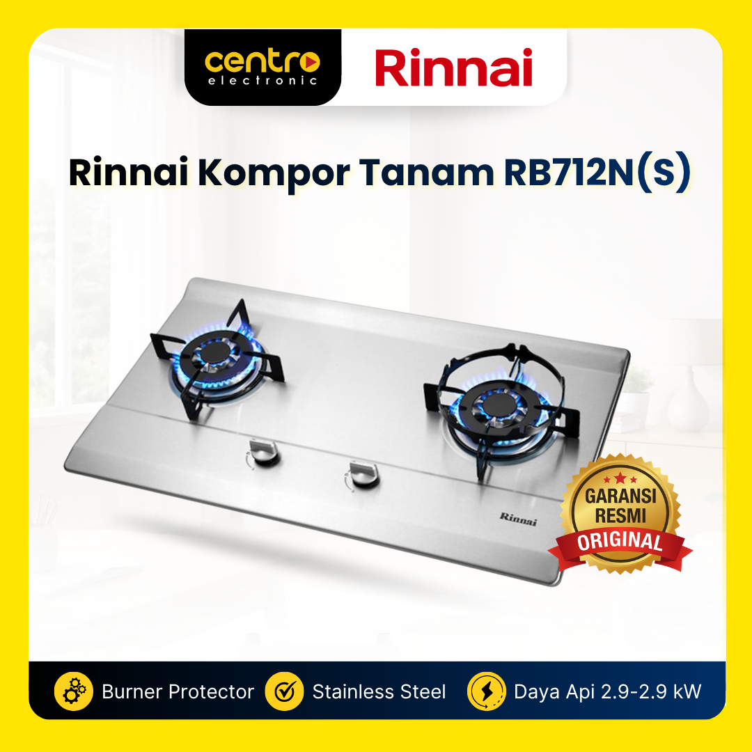 RINNAI KOMPOR TANAM RB712N(S) 2 TUNGKU STAINLESS